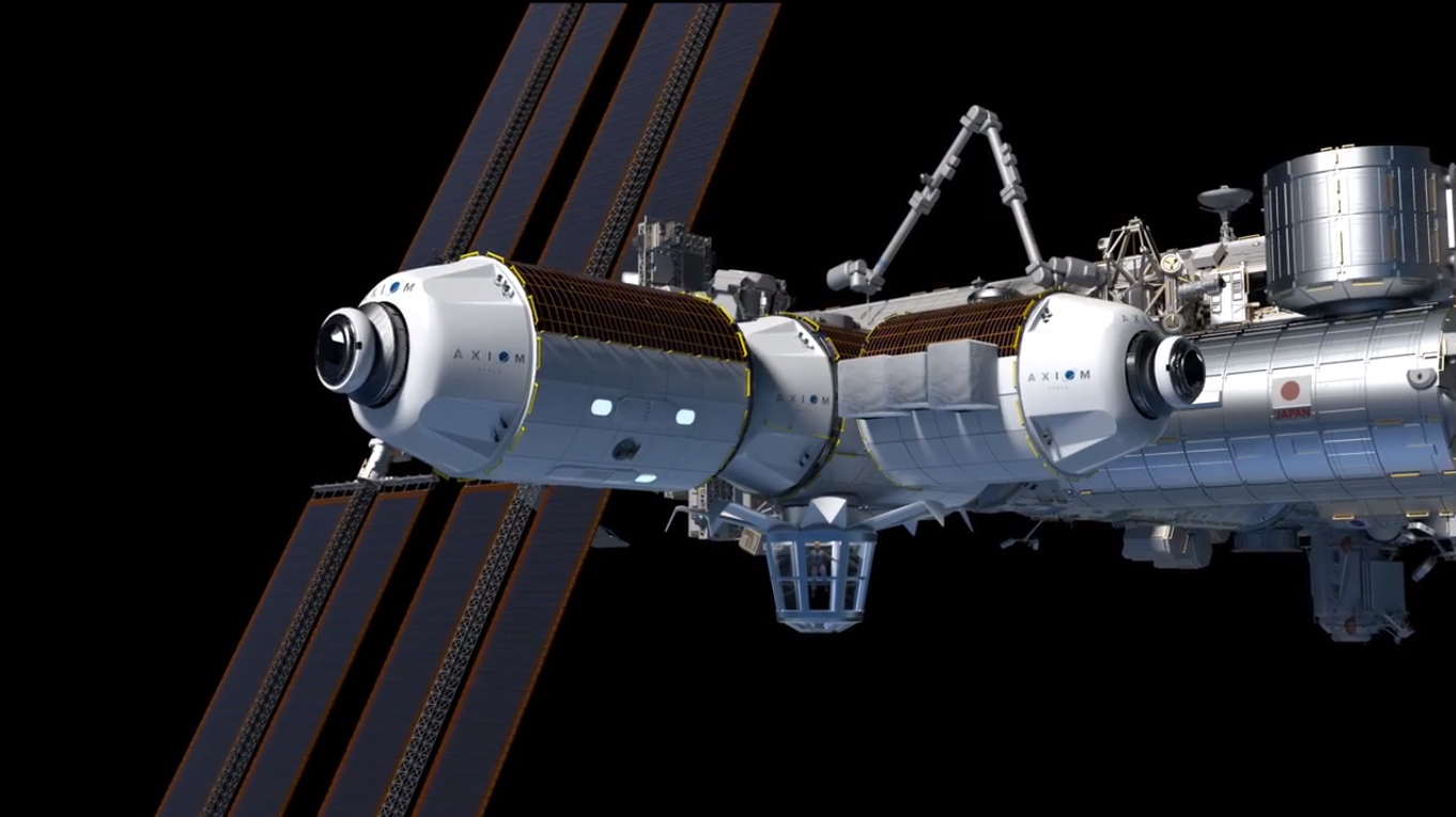 تقوم شركة Axiom Space بالحجز لرحلات الفضاء السياحية إلى موطن خاص في محطة الفضاء الدولية (تظهر هنا من وجهة نظر فنان).  لكنها ليست رخيصة: تكلفة الرحلة 55 مليون دولار.